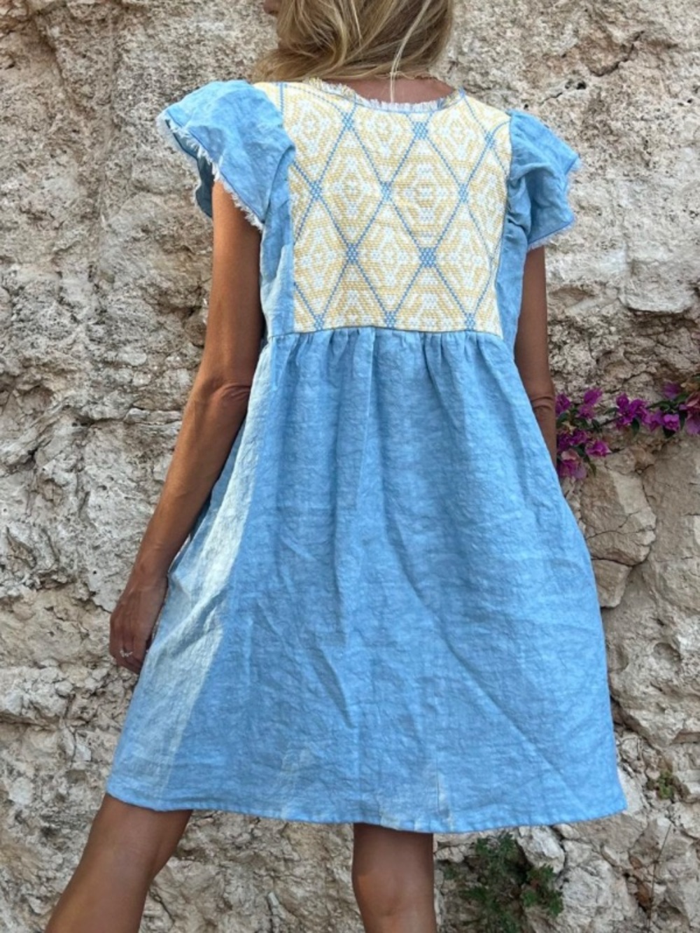 Nina Leuca Blue Short sleeveless dress - Picture 2 of 5